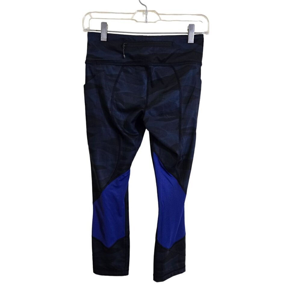 Lululemon Pace Rival Crop Full On Legging Mini Coast Deep Navy Camo Black Size 4 - Picture 3 of 11
